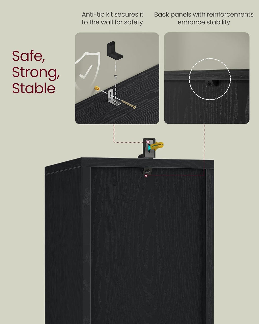 3-Tier Bookshelf 9.4 x 7.9 x 37.3 Inches