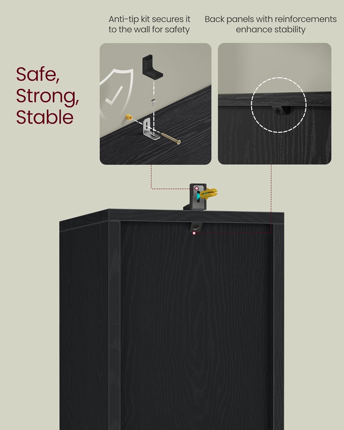 3-Tier Bookshelf 9.4 x 7.9 x 37.3 Inches