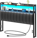 Queen Size Upholstered Headboard with Storage & LED Lights