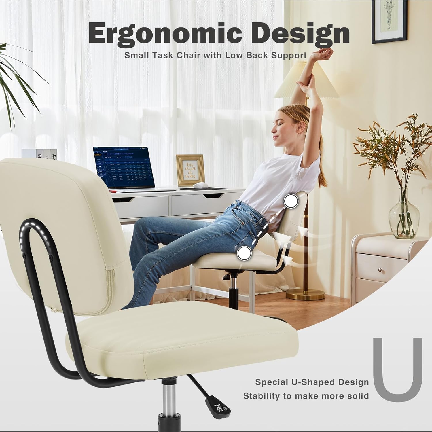 Small Beige Office Desk Chair