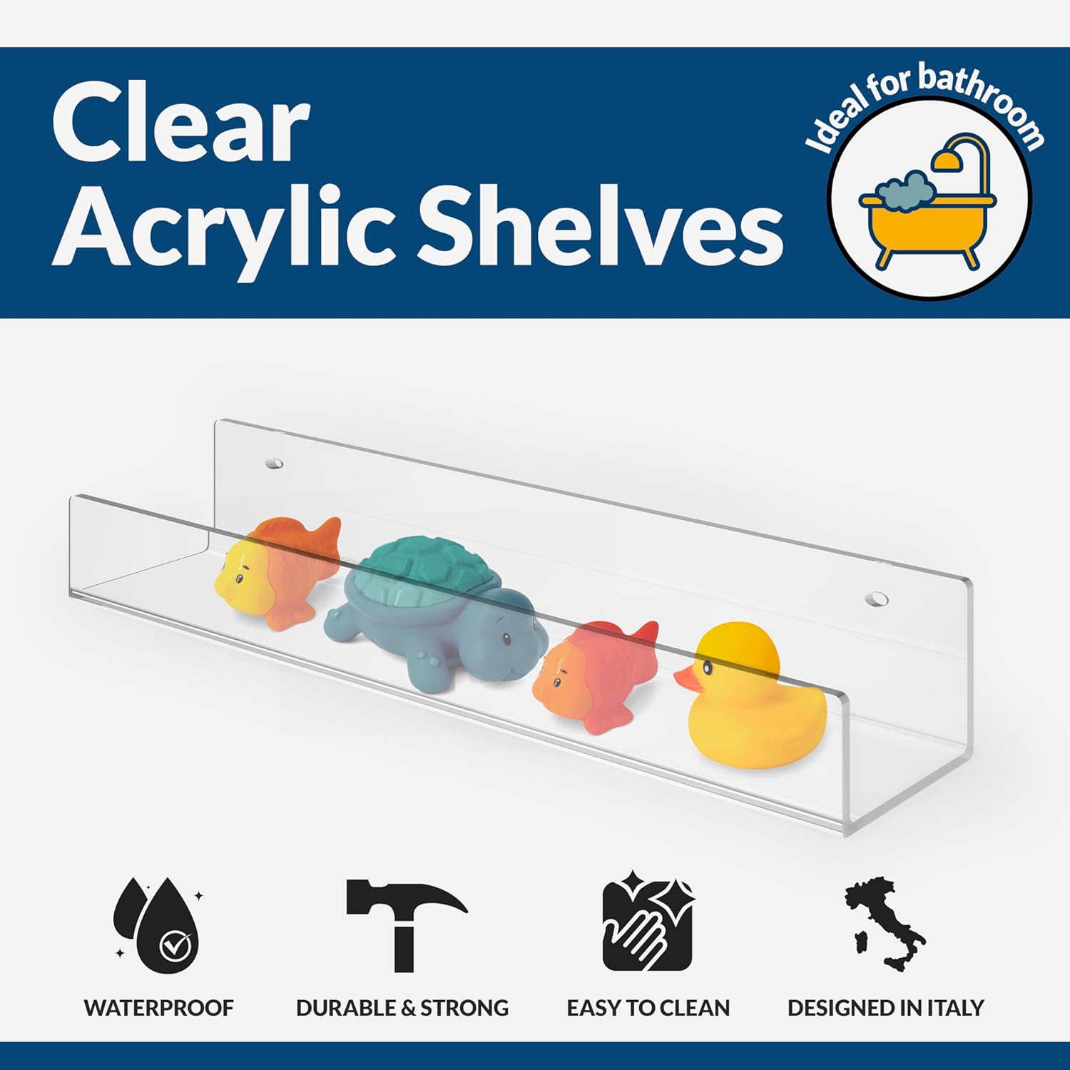 Set of 3 Acrylic Floating Shelves 16"