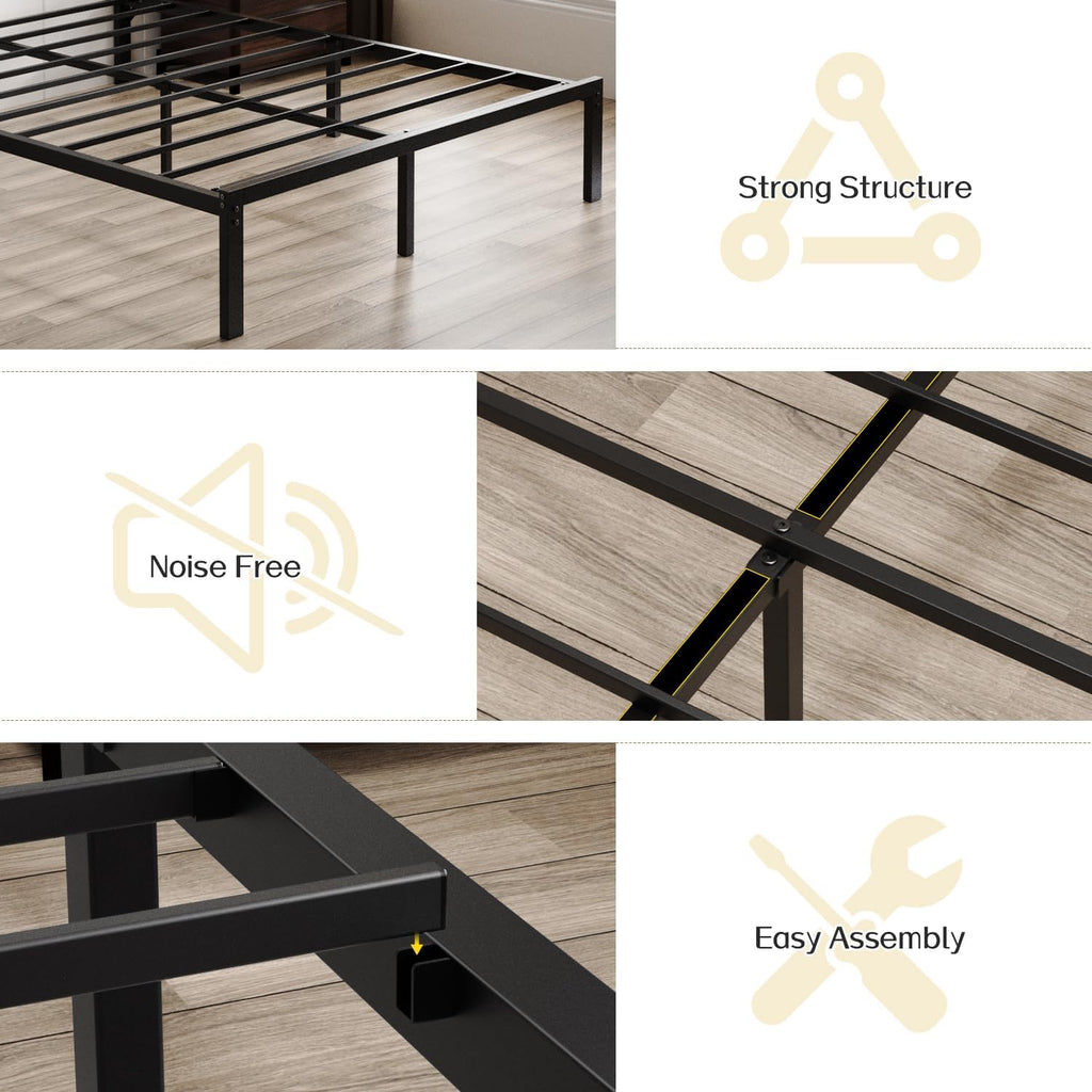 Queen Bed Frame with USB & LED Lights