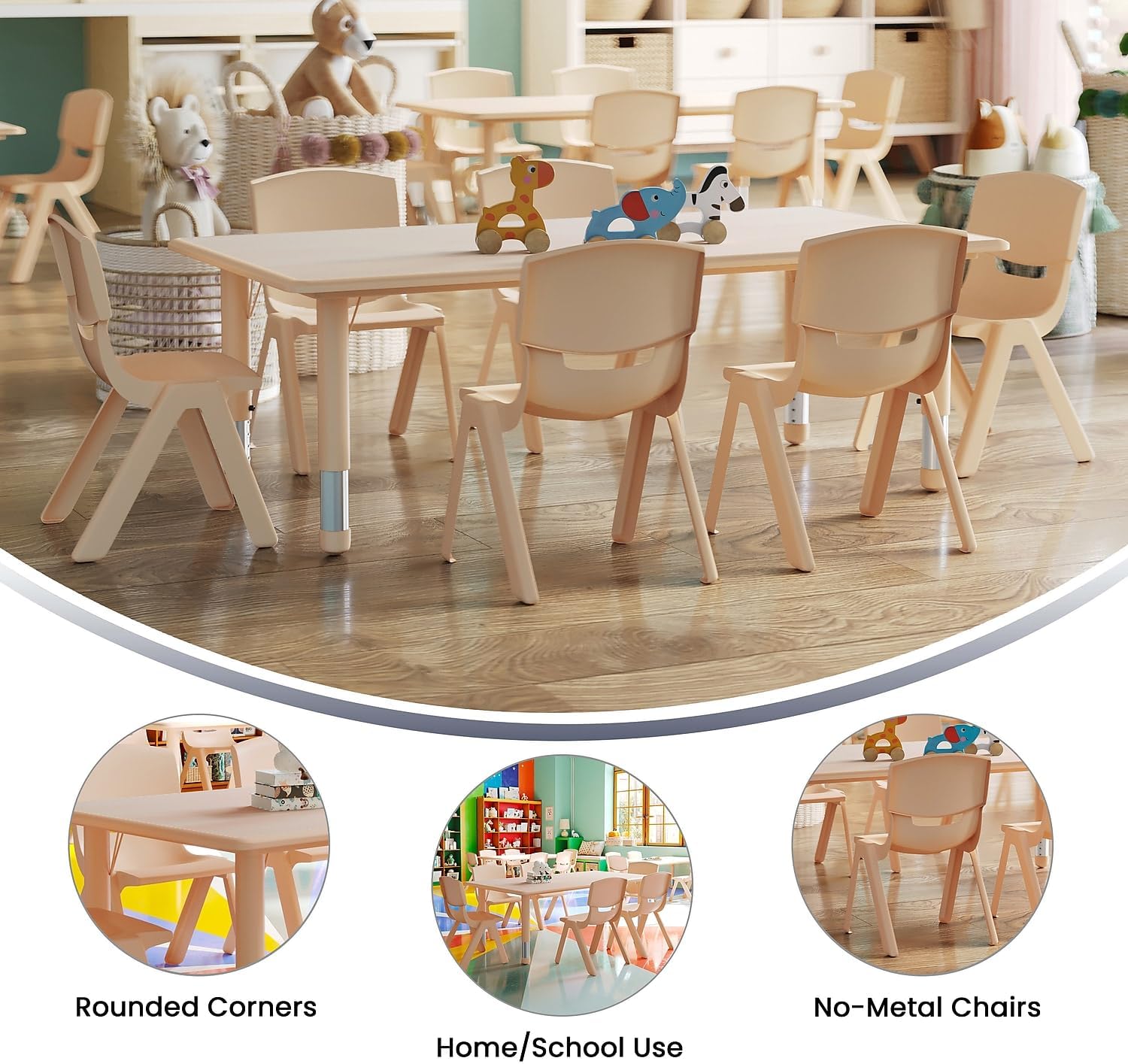 Classroom Activity Table with 6 Chairs 23.625"W x 47.25"L