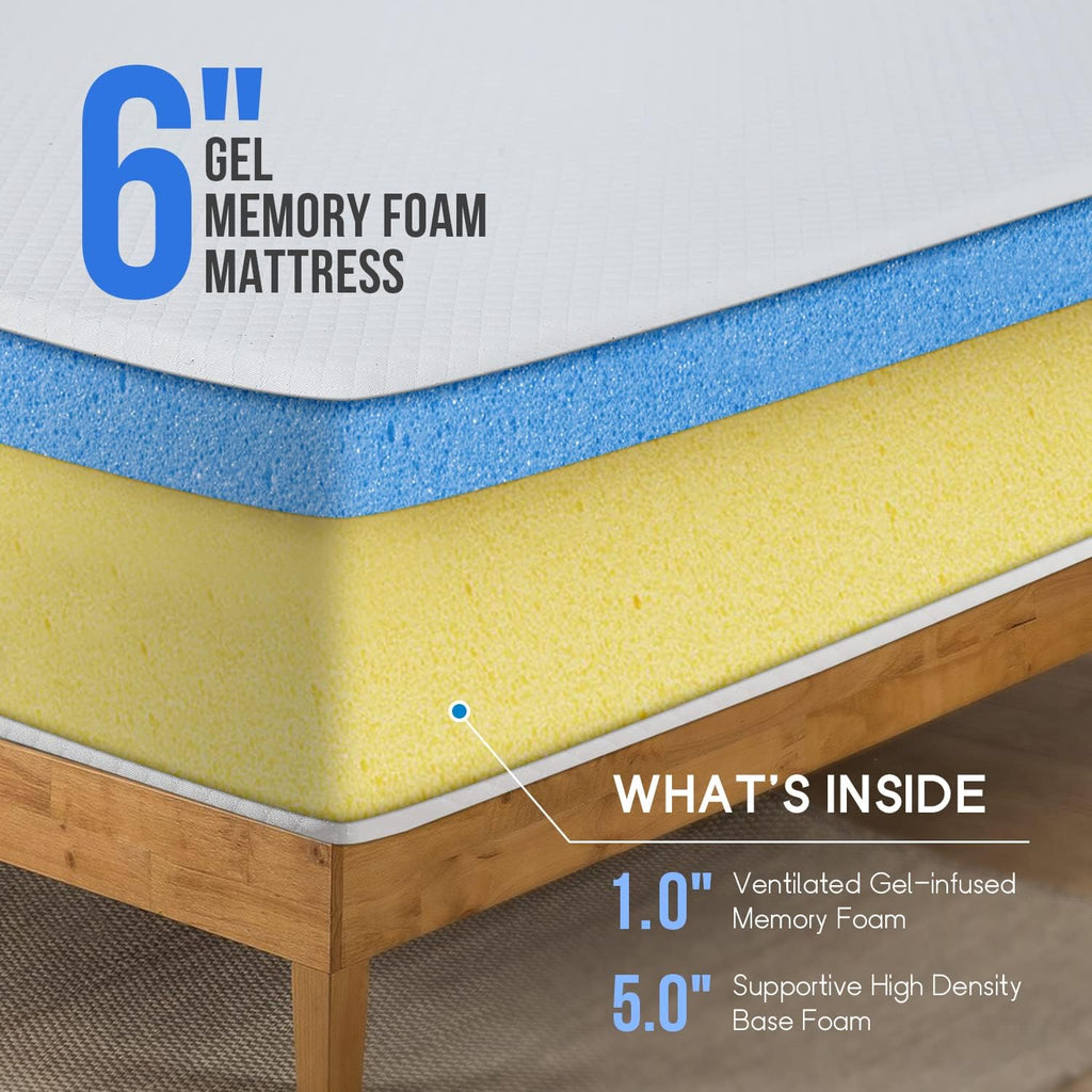Twin Gel Memory Foam Mattress 6"