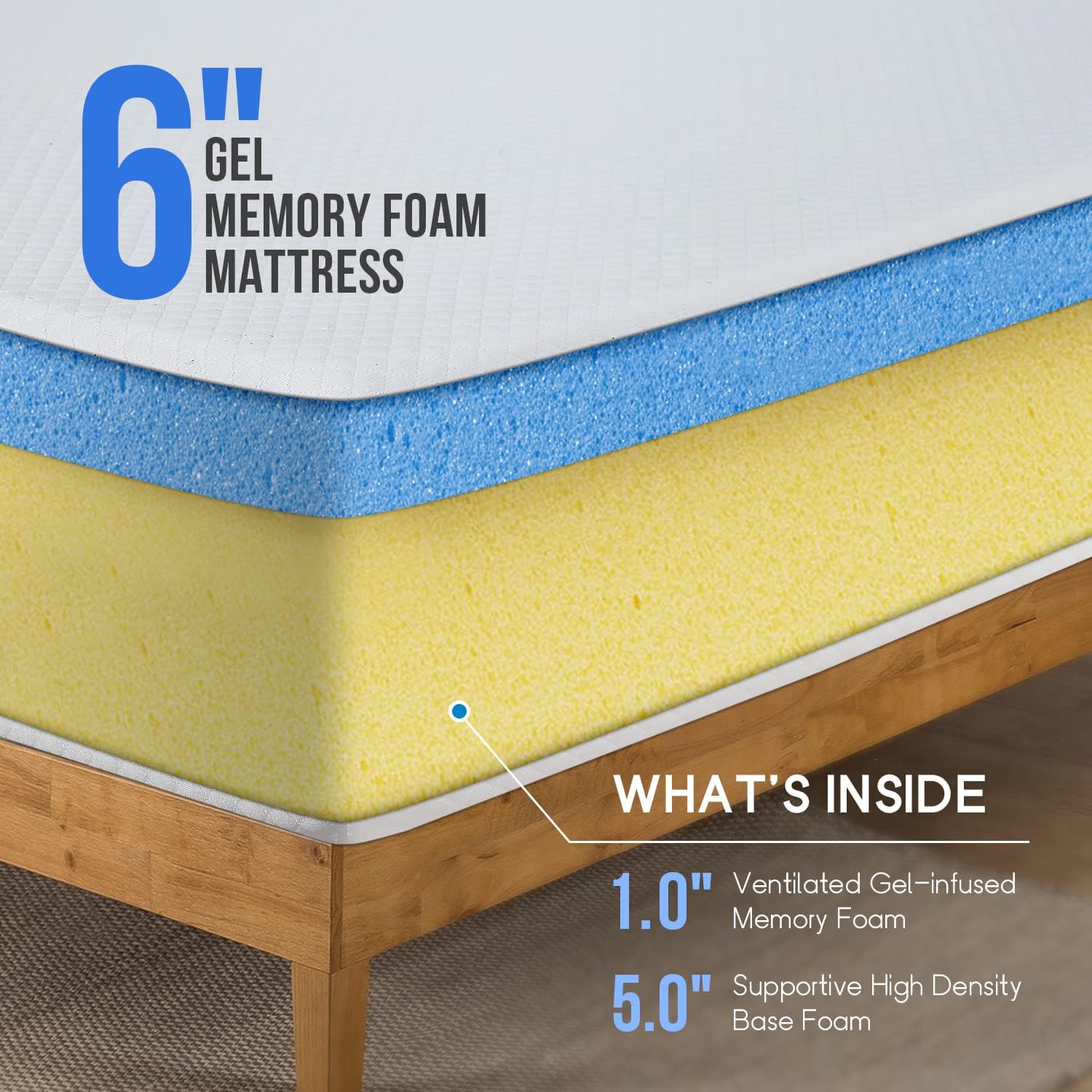 Twin Gel Memory Foam Mattress 6"