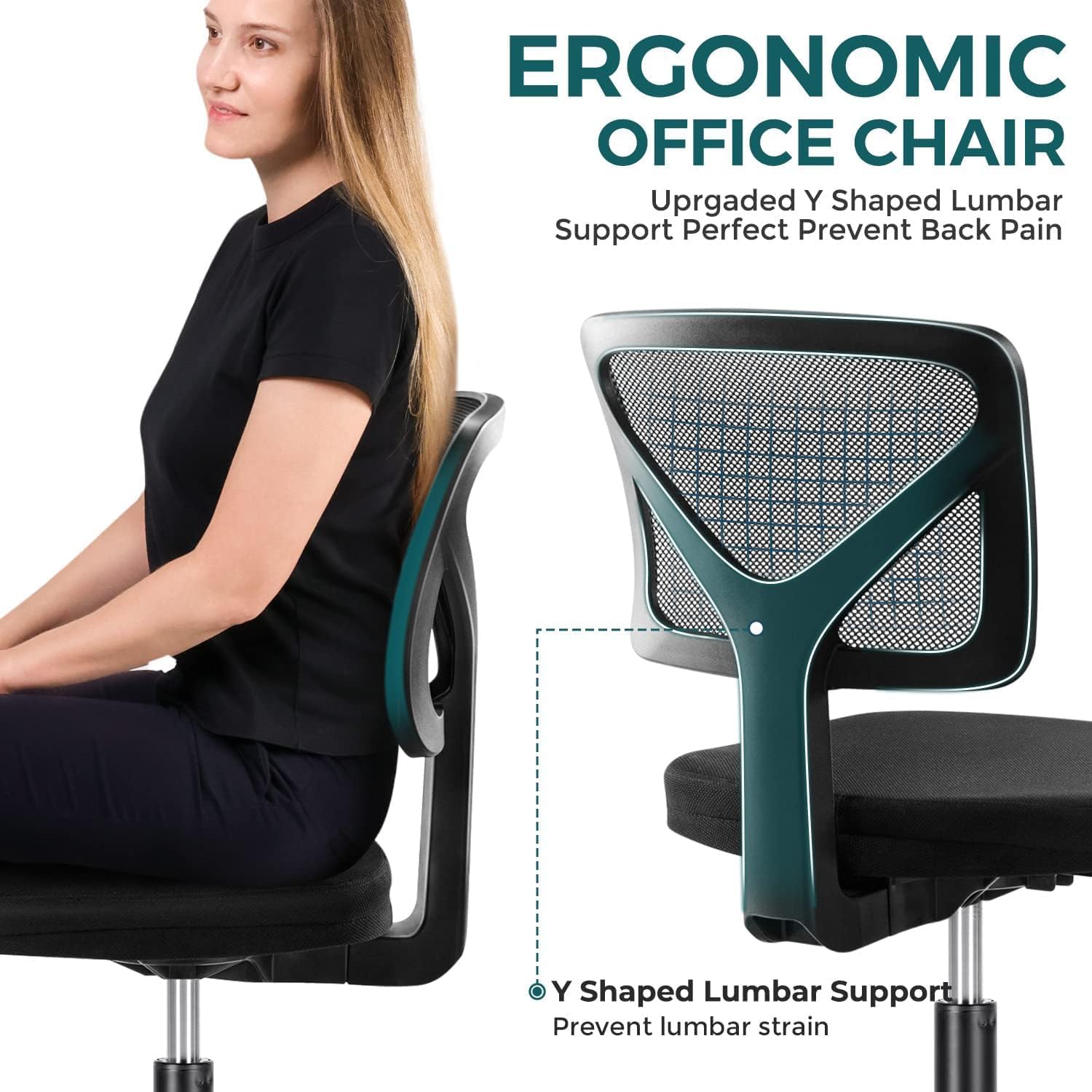 Small Ergonomic Armless Office Chair