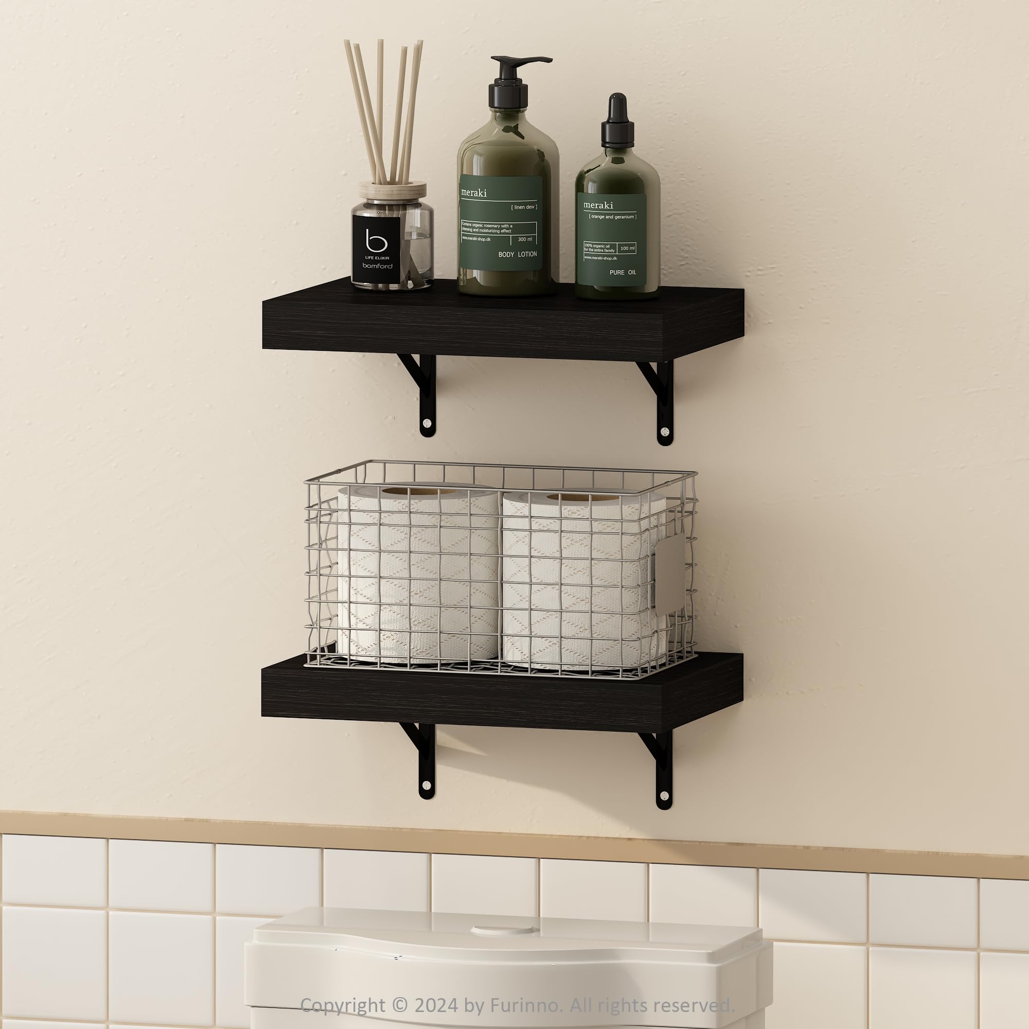 15-Inch Floating Wall Shelves Set of 2