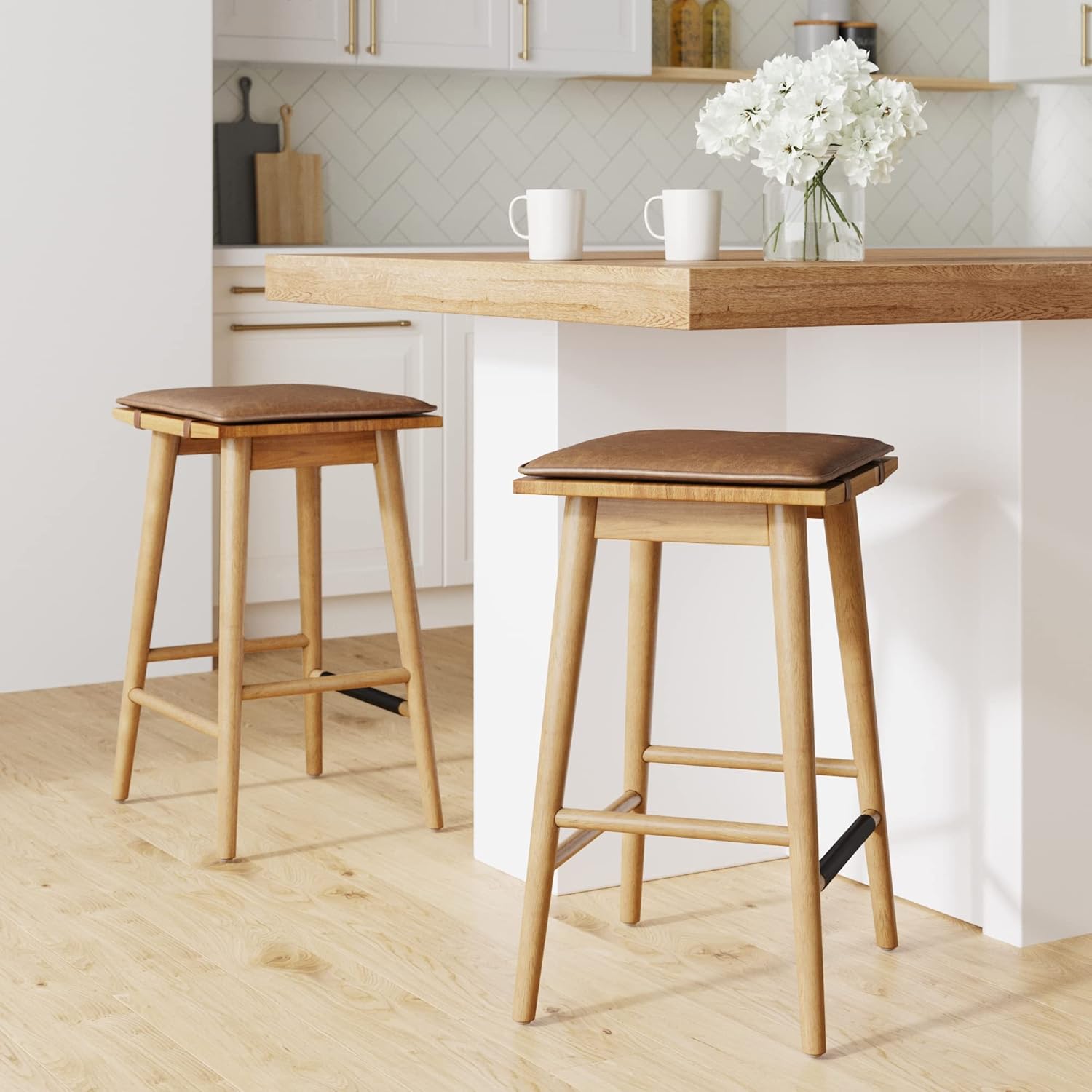 24" Chestnut Brown Bar Stools Set of 2