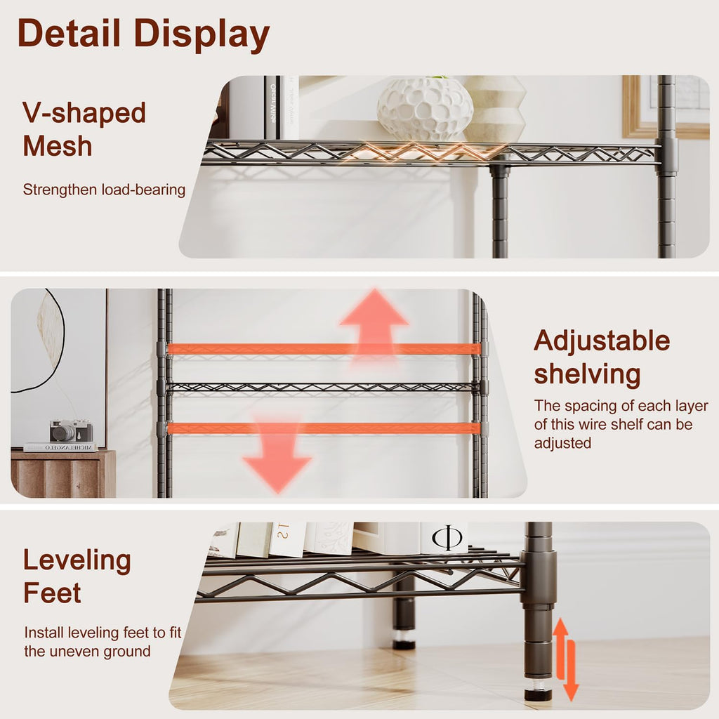 4-Tier Wire Storage Shelves 36x14x54 Black