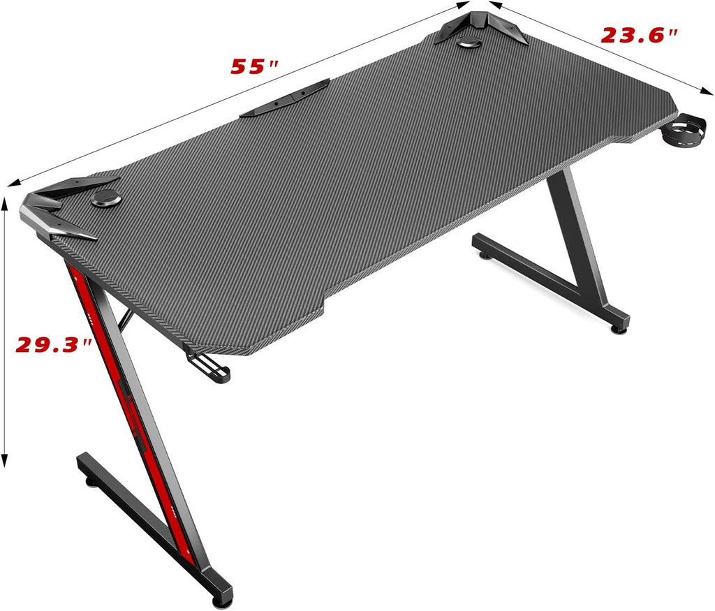 44" Gaming Desk with Carbon Fiber Surface