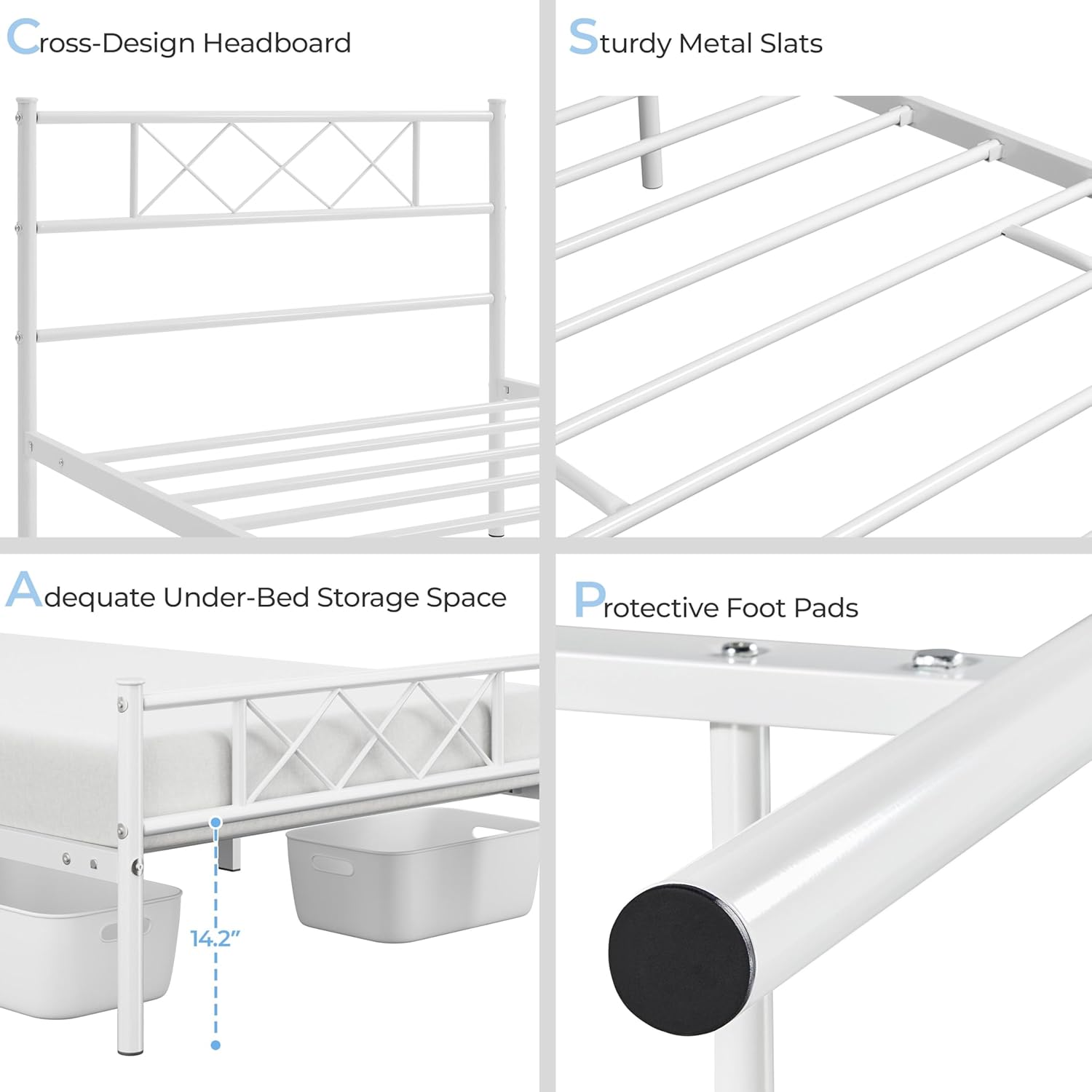 Twin Size Metal Platform Bed Frame with Headboard