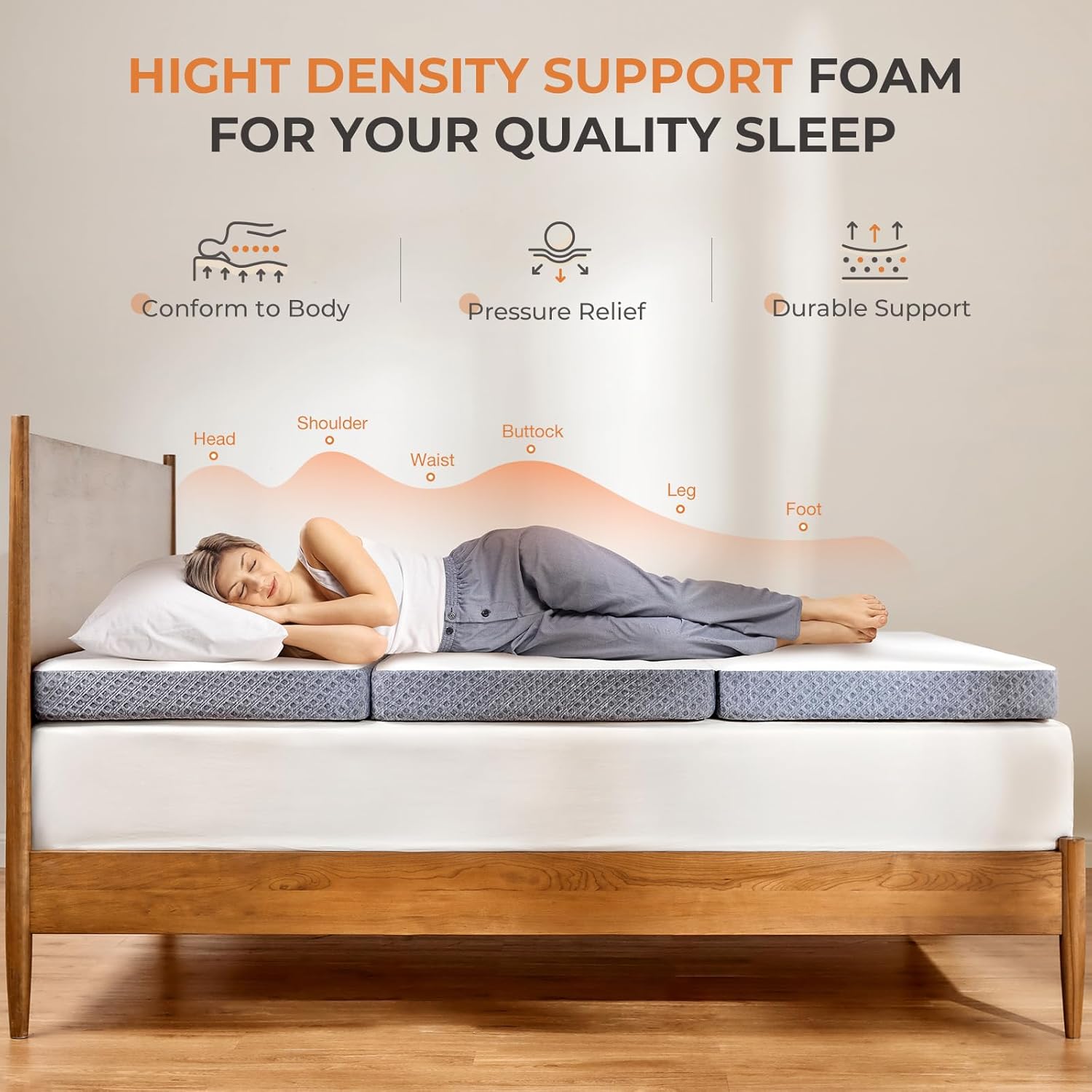 Medium Tri Folding Mattress 4-inch