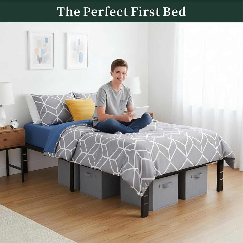 Twin Metal Bed Frame with Storage