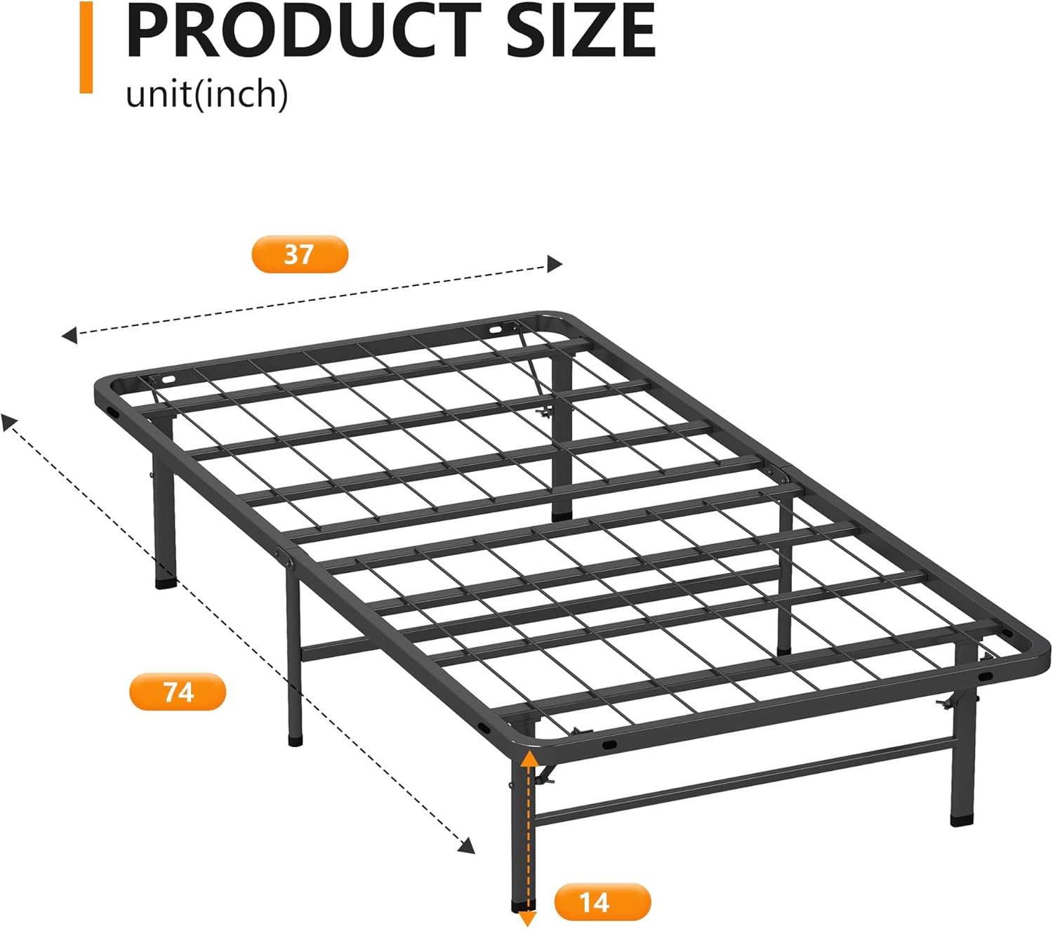Twin Metal Bed Frame with Under-Bed Storage