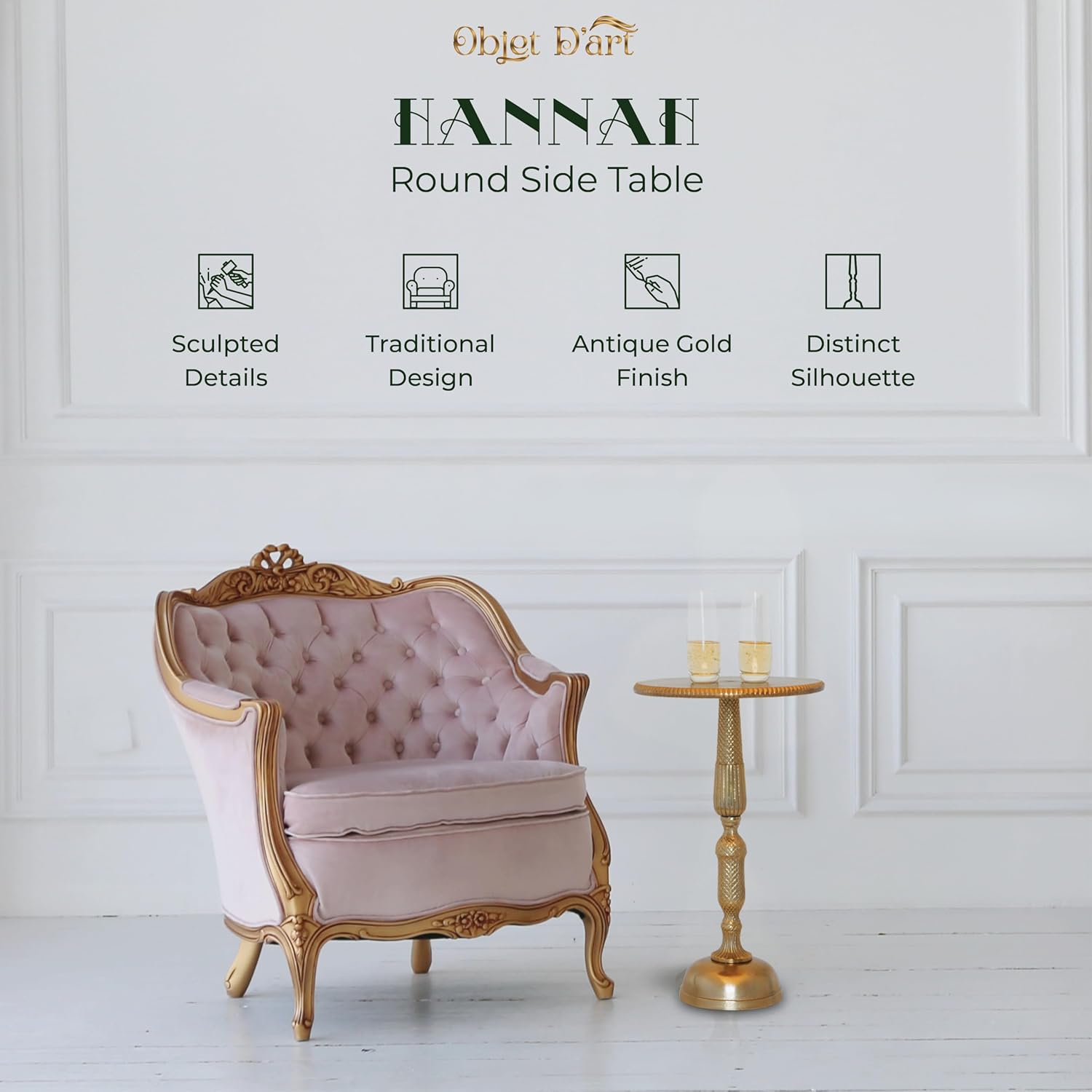 Small Round Gold Side Table 20" Height