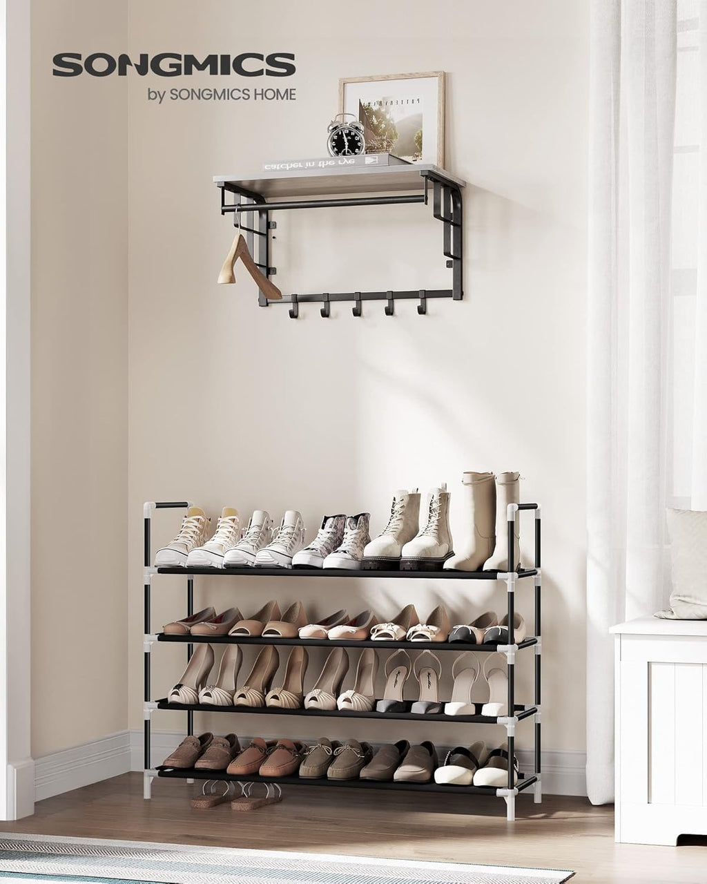 4-Tier Shoe Rack 38.8"W