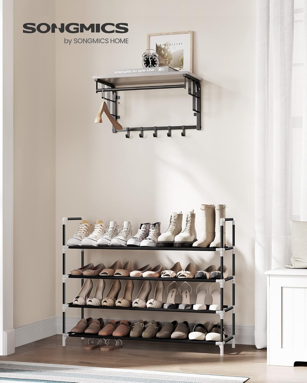 4-Tier Shoe Rack 38.8"W