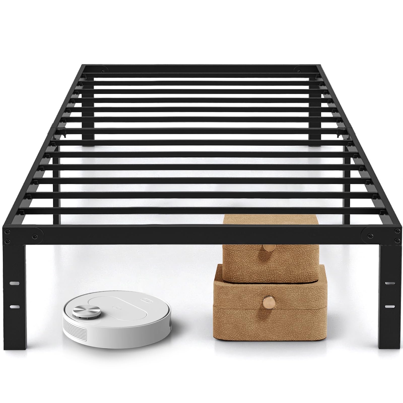 Twin Metal Bed Frame with Storage