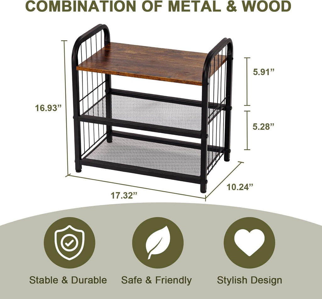 3-Tier Shoe Rack with Guardrails