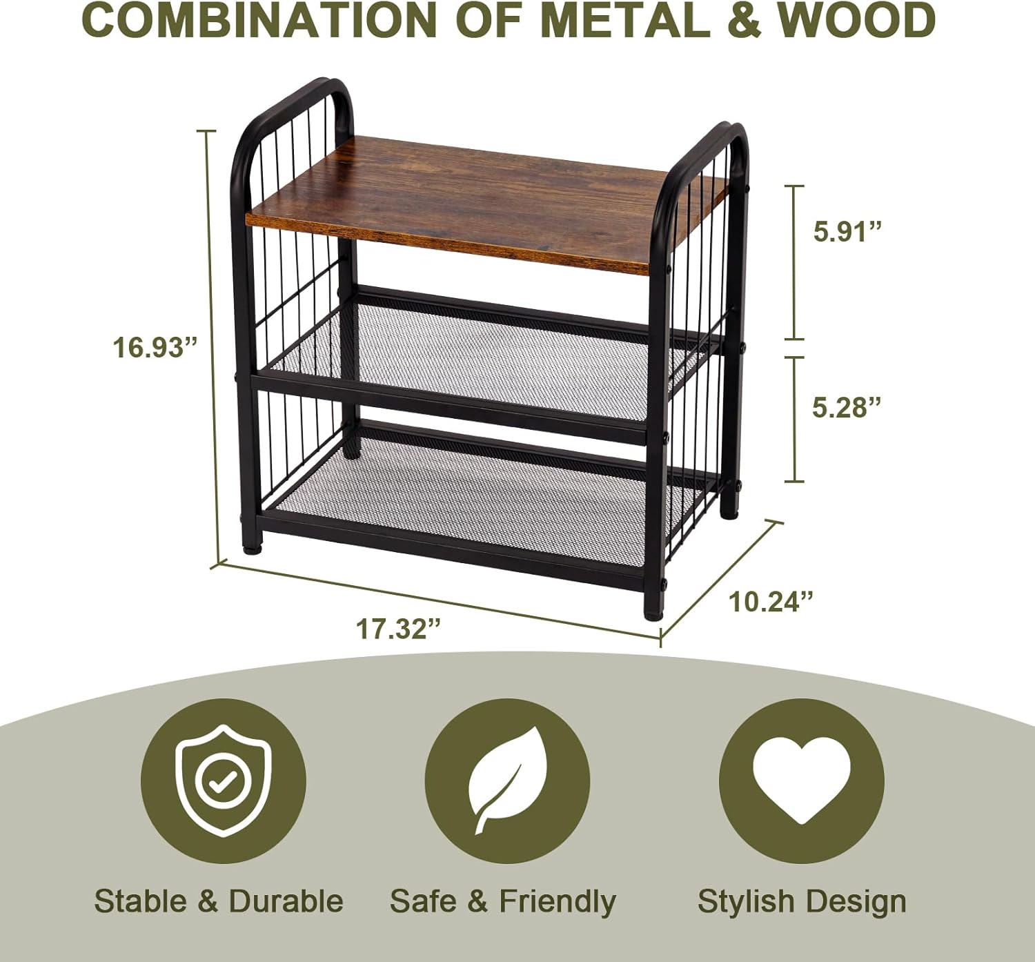 3-Tier Shoe Rack with Guardrails