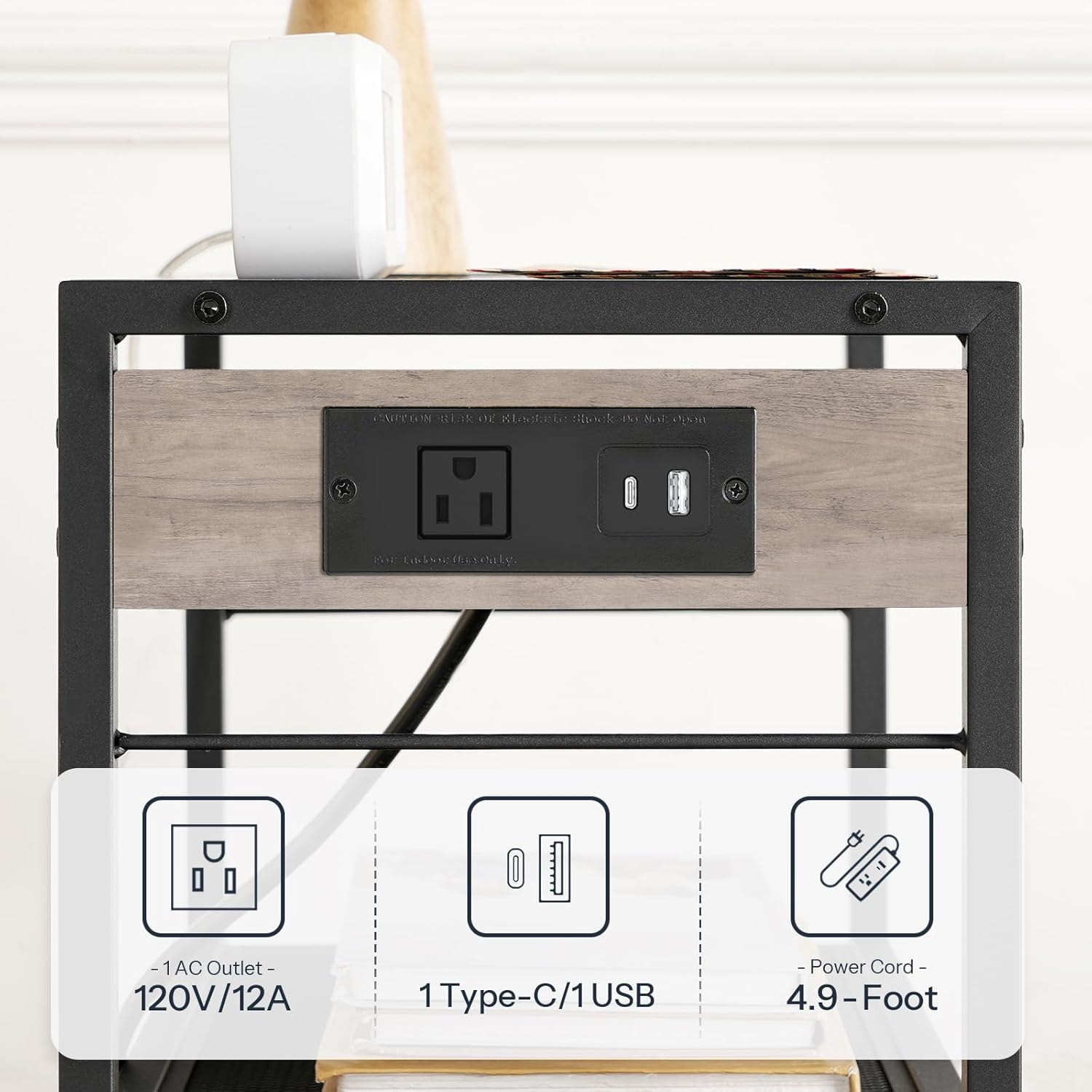 3-Tier Mobile Printer Stand with Power & USB Ports