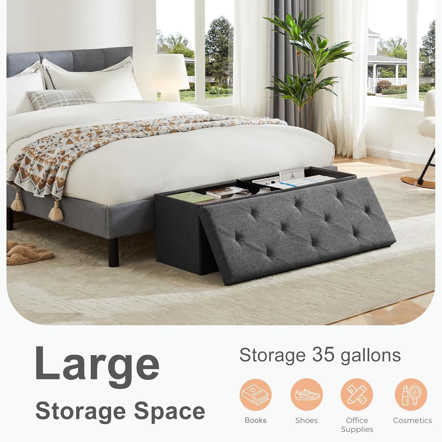 Large 43in Foldable Storage Ottoman