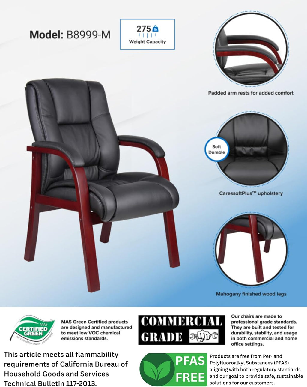 Mid Back Mahogany Guest Chair