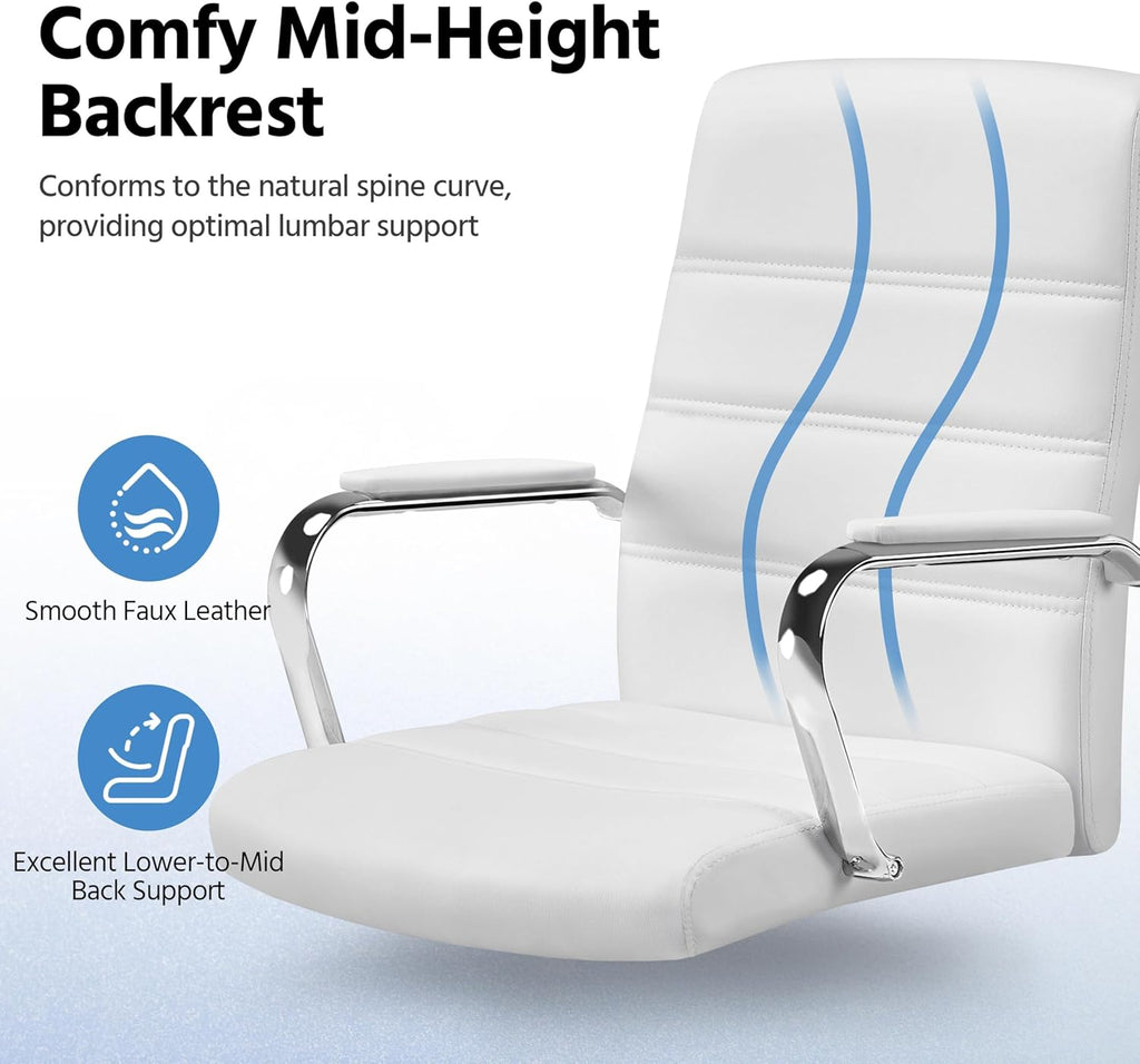 Office Desk Chair with Lumbar Support, White