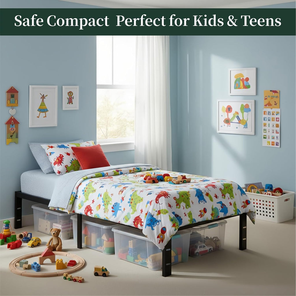 Twin Metal Bed Frame with Storage