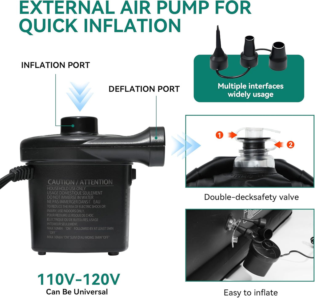 FullXL Air Mattress with Headboard and Pump