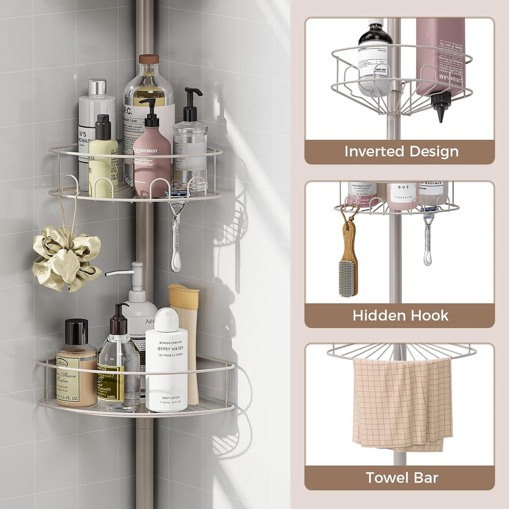 Adjustable Tension Pole Corner Shower Caddy