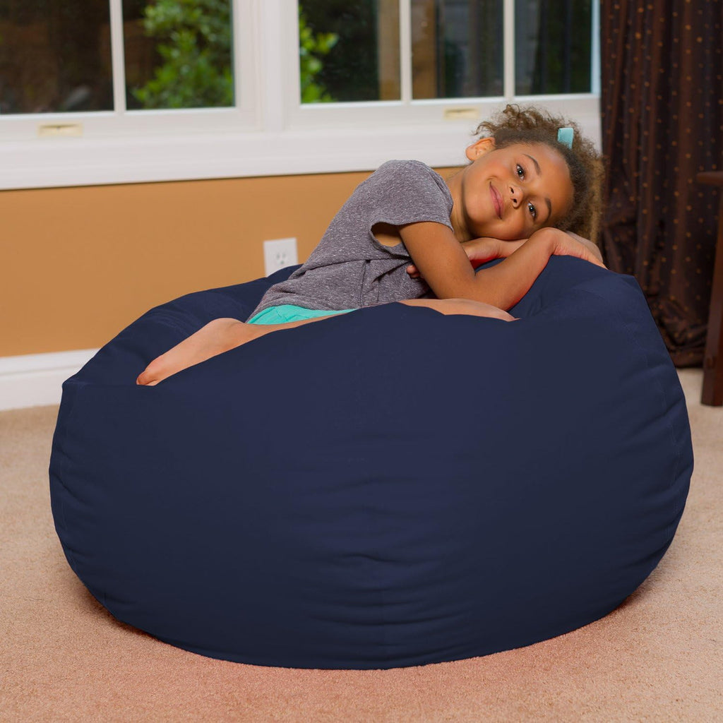 Large Comfy Bean Bag Chair 27" in Solid Navy Blue