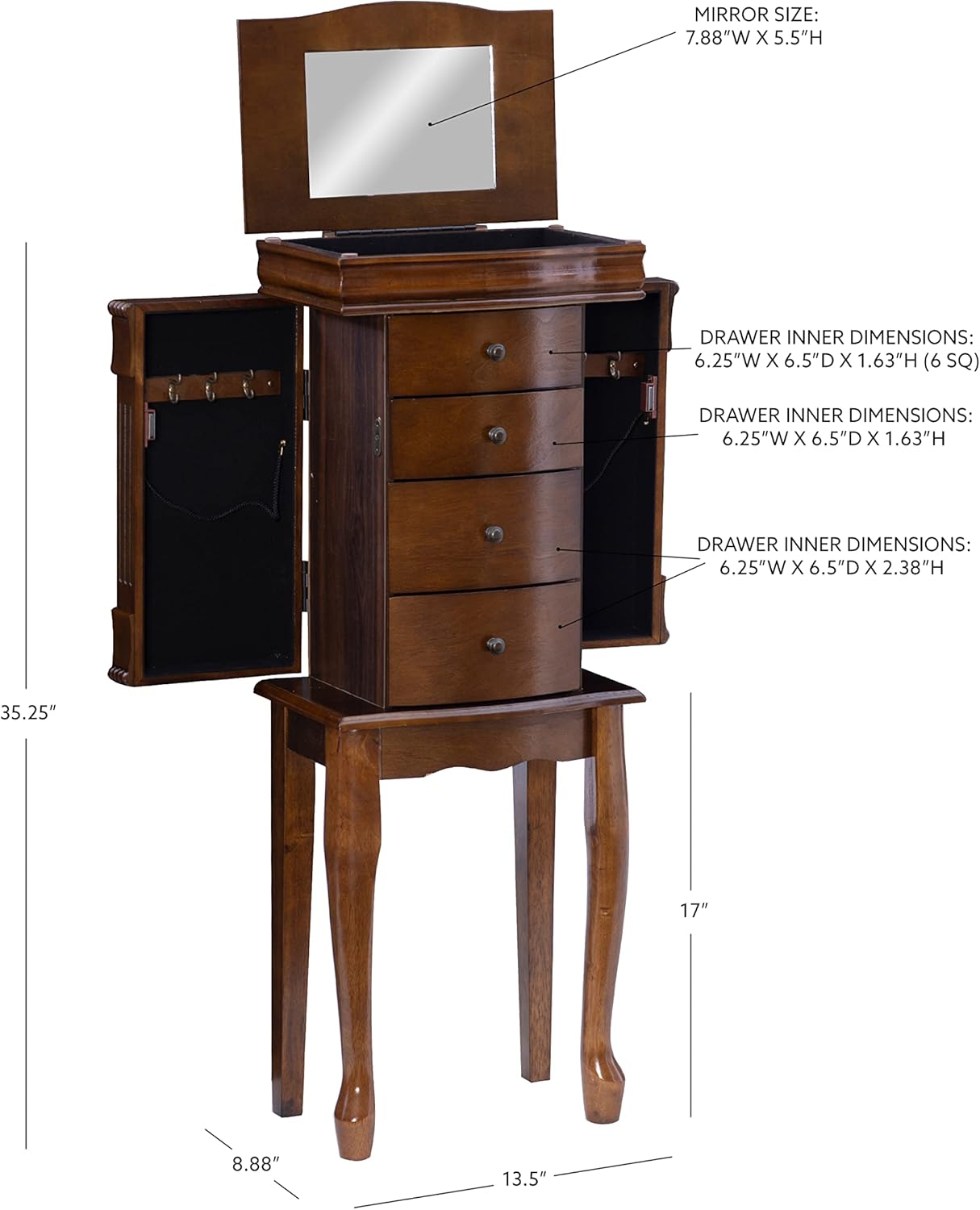 Walnut Jewelry Armoire