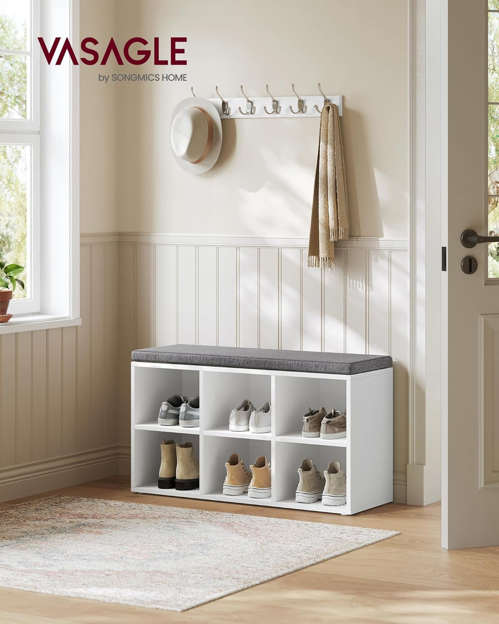 Shoe Storage Bench with Cushion 34.2"L x 11.8"W