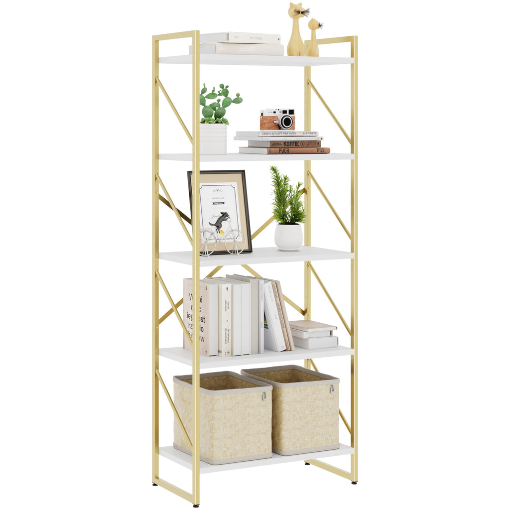 5-Tier Rustic Brown Bookshelf
