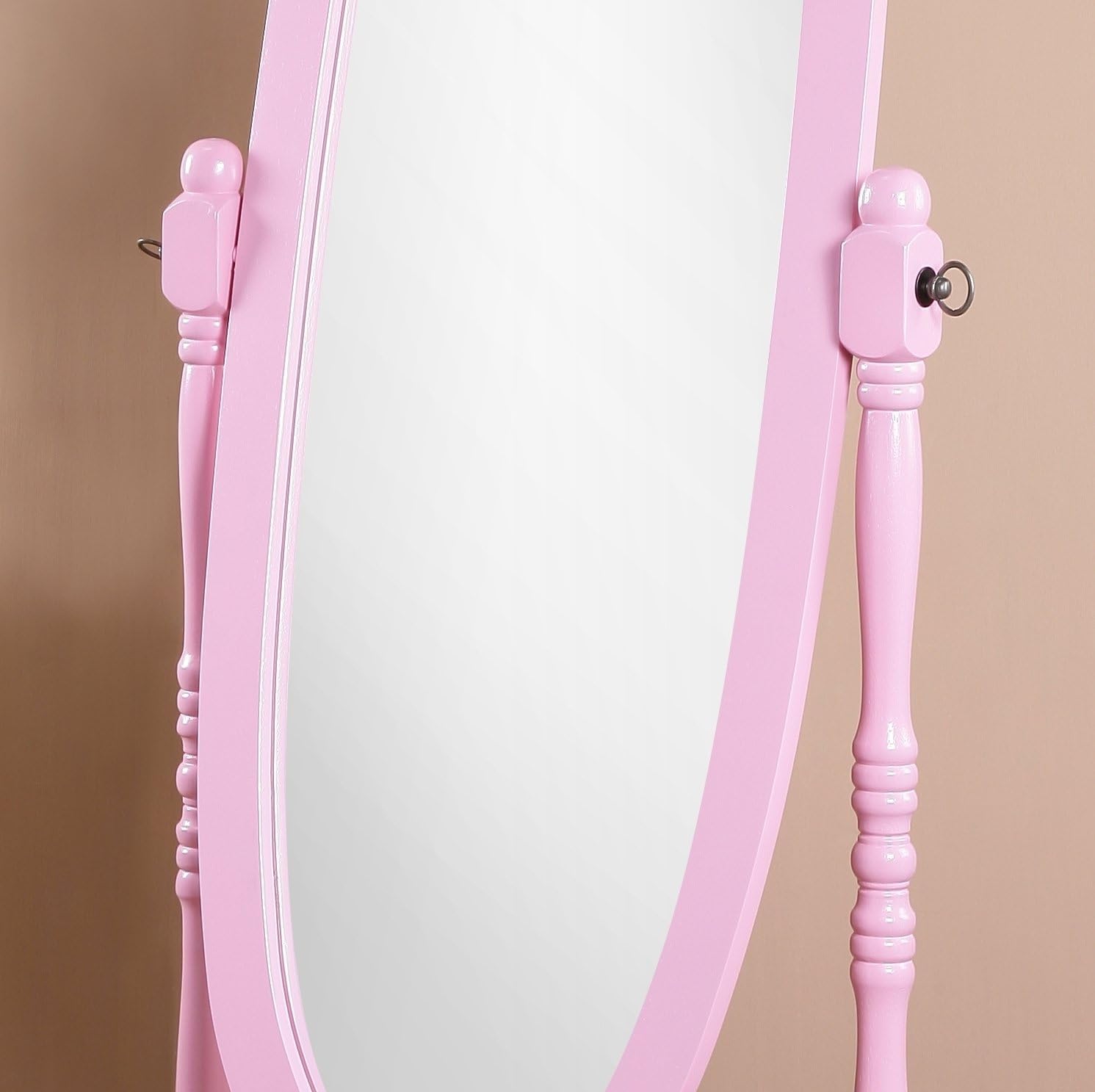 Queen Anna Style Floor Cheval Mirror, Pink