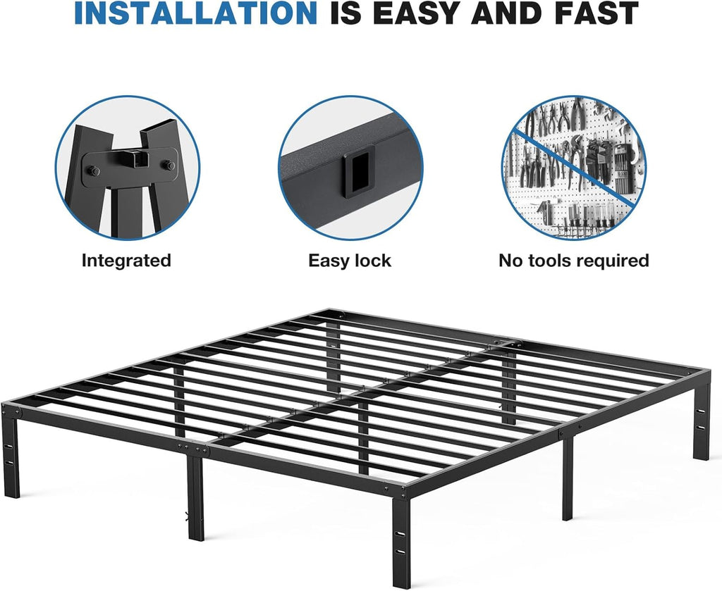 King Metal Bed Frame with Storage Space