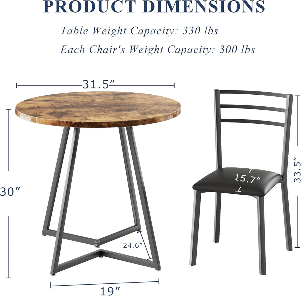 Small Round Kitchen Table with 2 Chairs