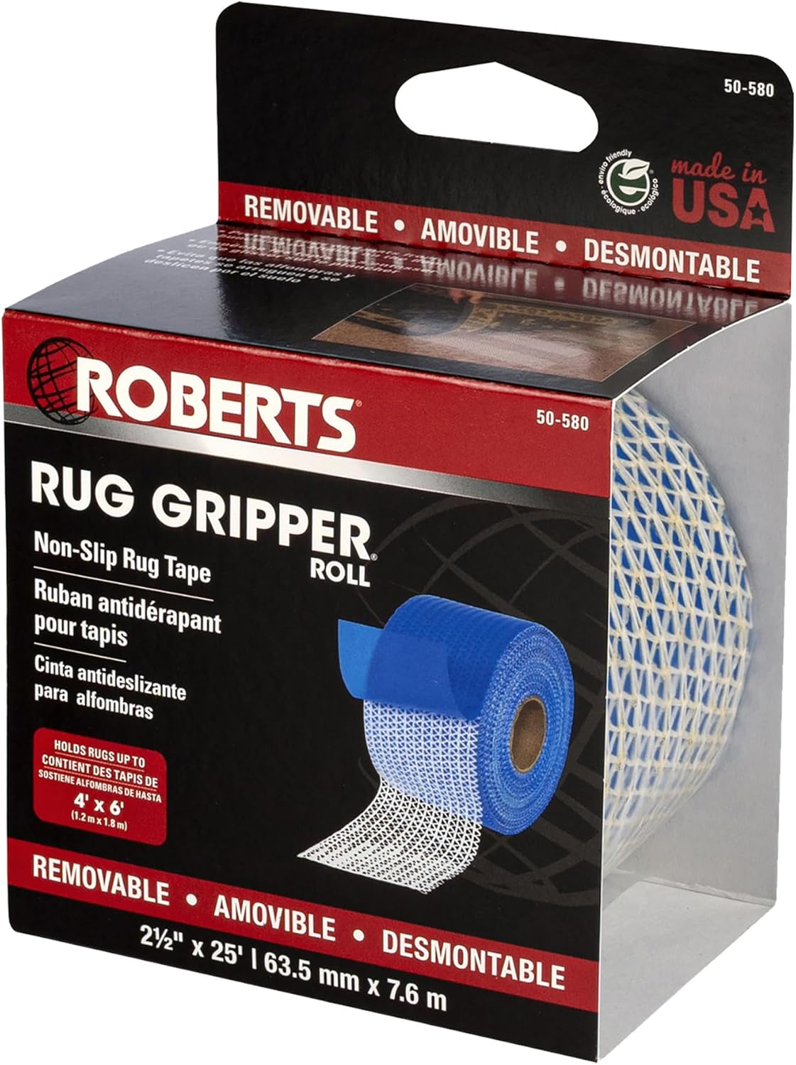 Indoor Anti-Slip Rug Gripper Tape 2-1/2” x 25 ft