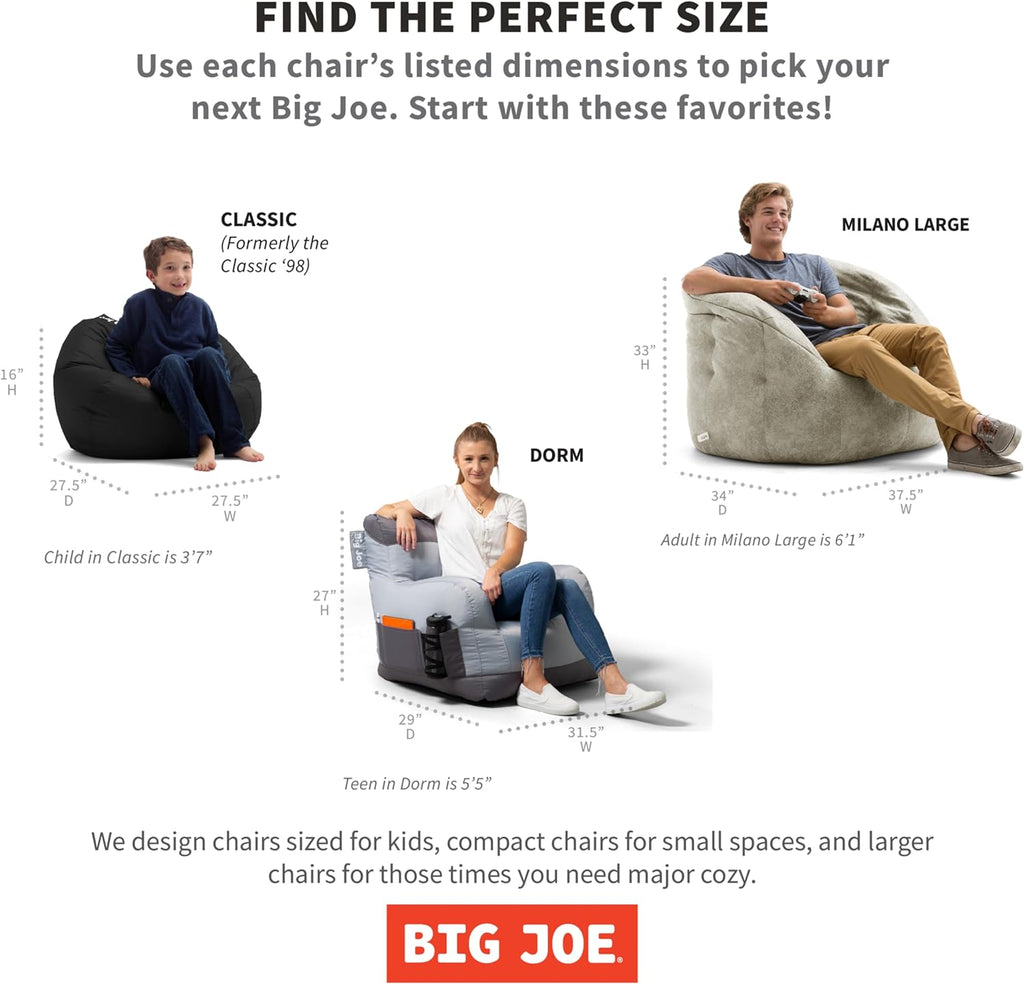 Big Joe Dorm Bean Bag Chair with Drink Holder
