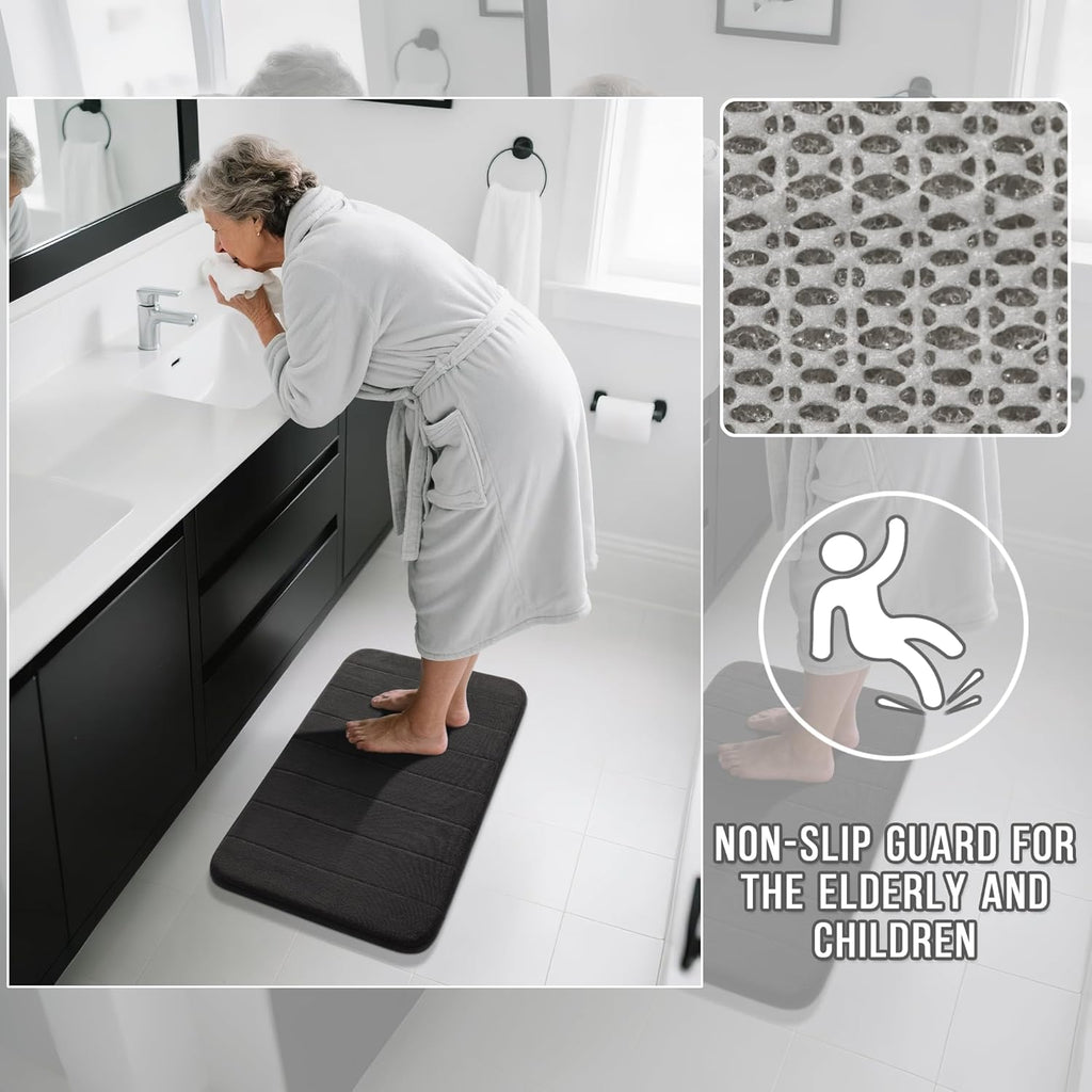 72"x24" Super Soft Black Bathroom Runner Rug