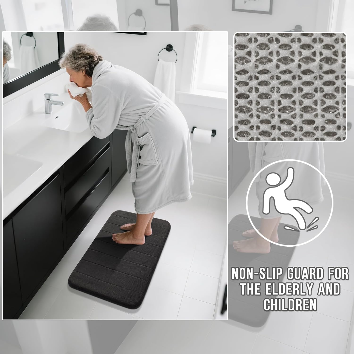 72"x24" Super Soft Black Bathroom Runner Rug
