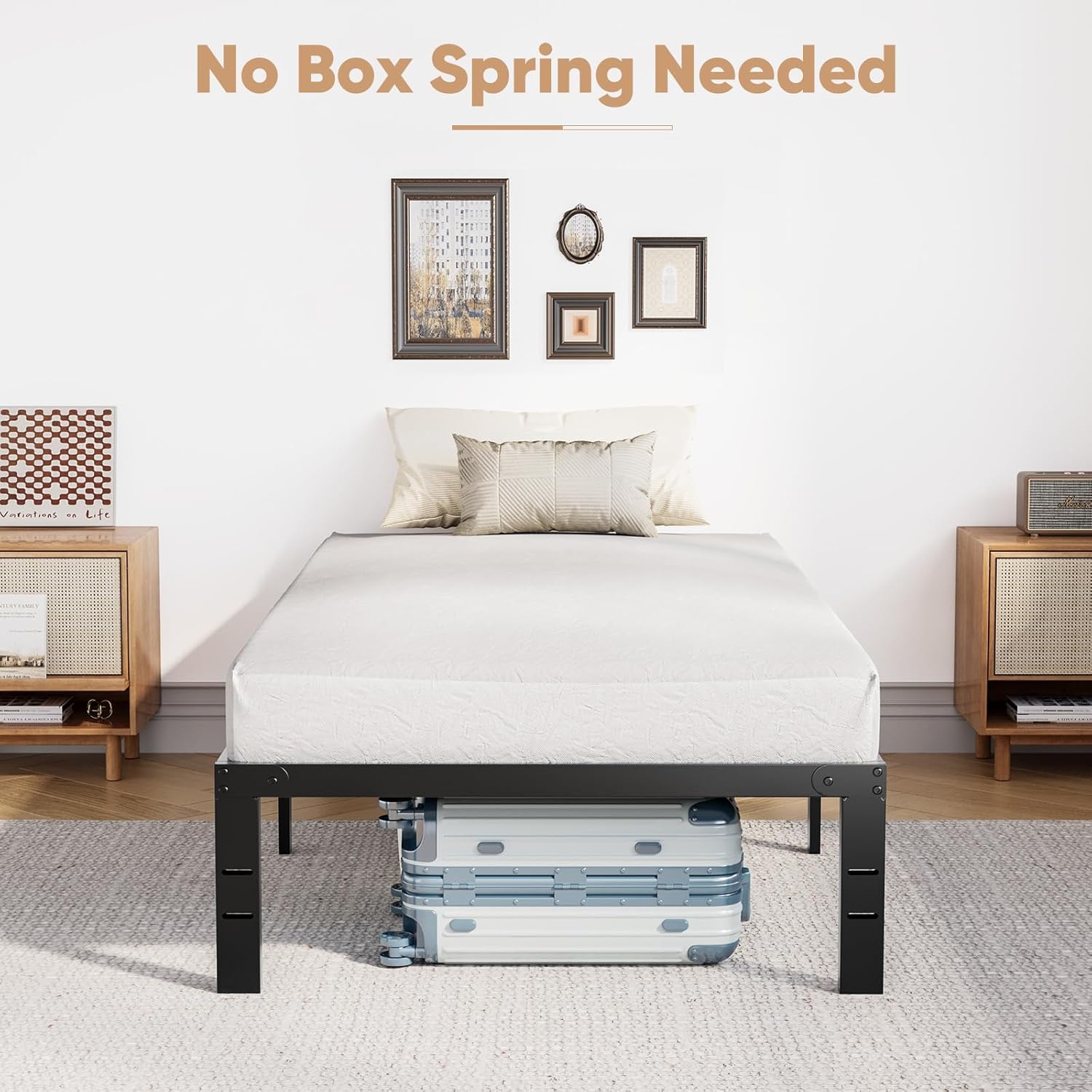 Twin Metal Platform Bed Frame with Storage