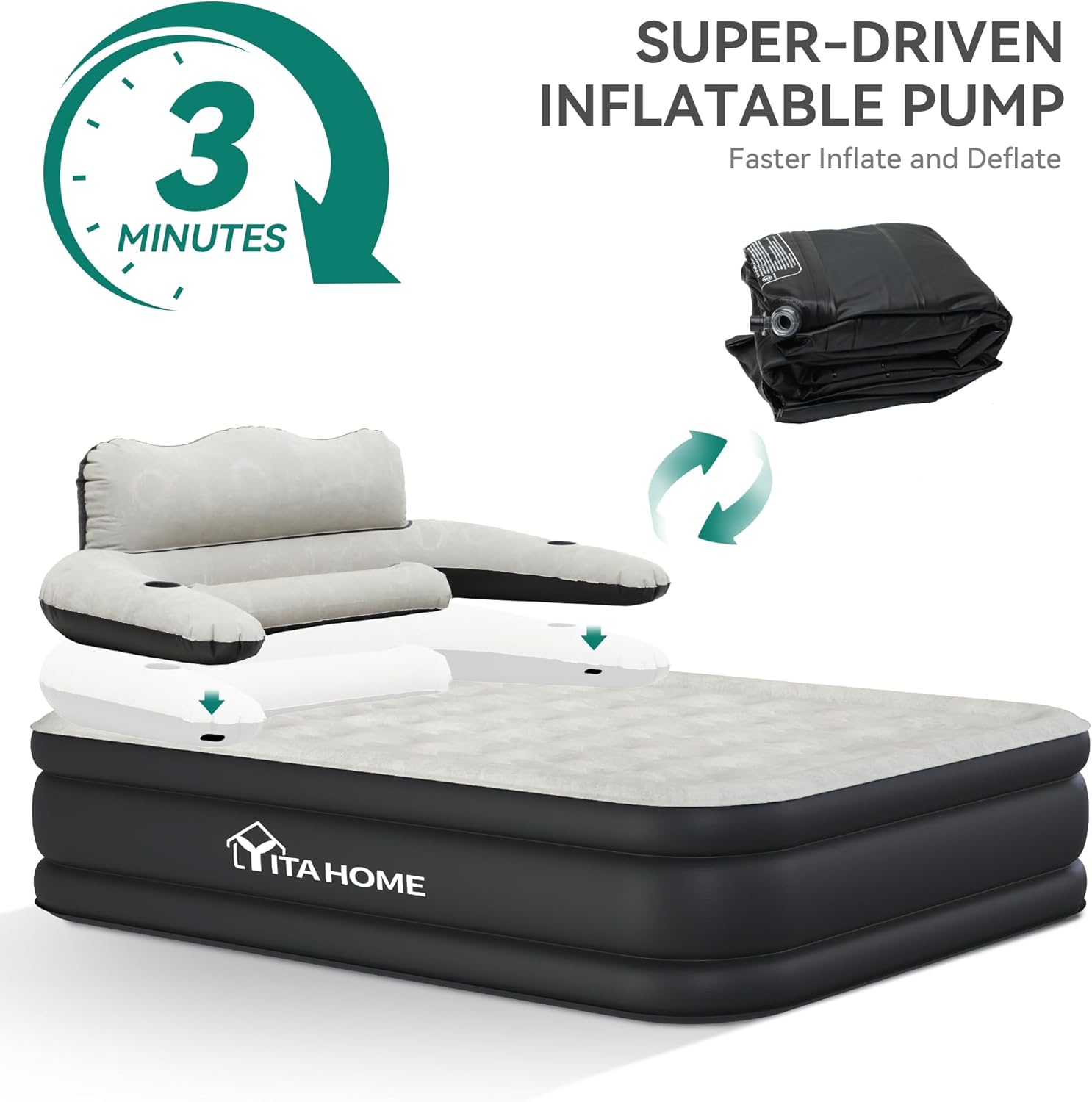 FullXL Air Mattress with Headboard and Pump