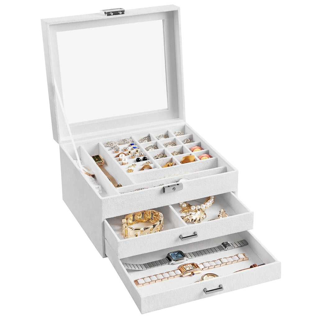 Lockable Jewelry Box with Glass Window