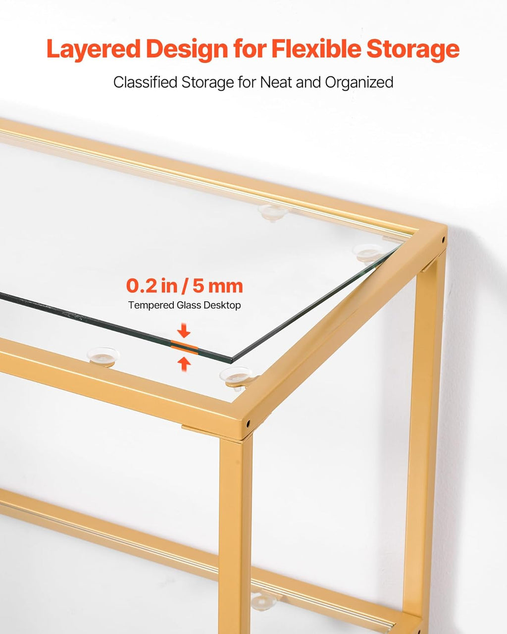 39.4" Glass Console Table with Iron Legs