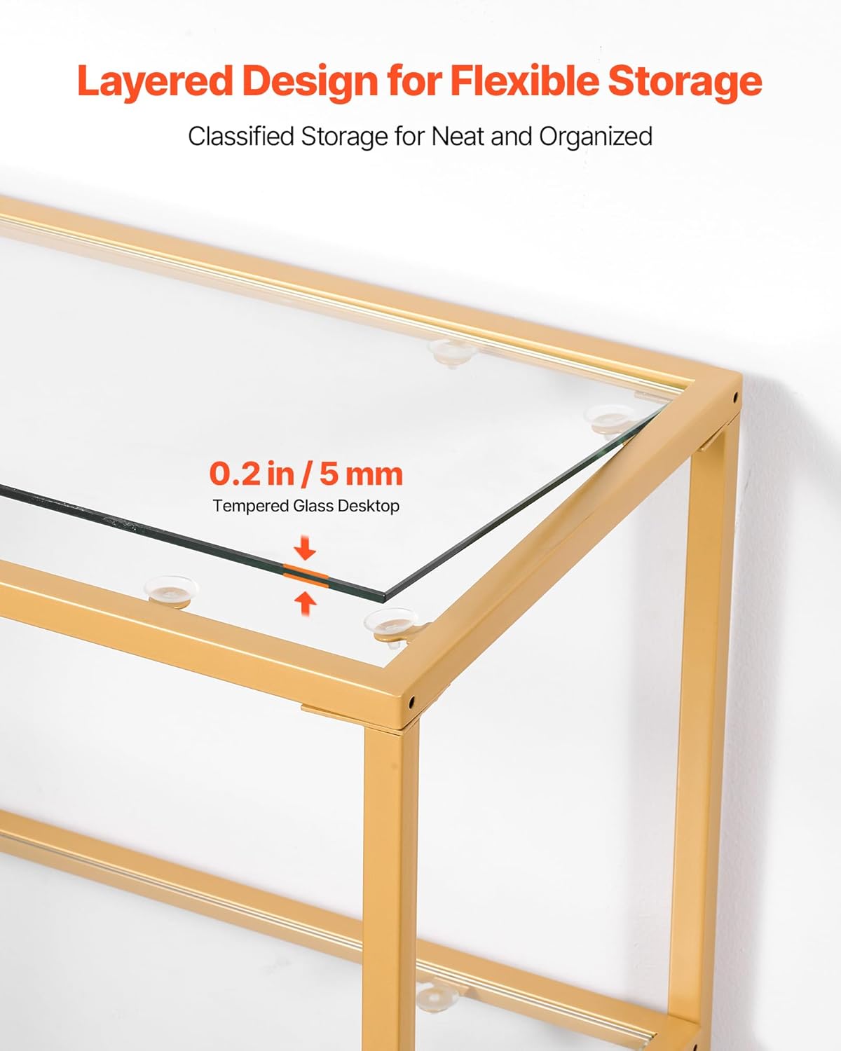 39.4" Glass Console Table with Iron Legs