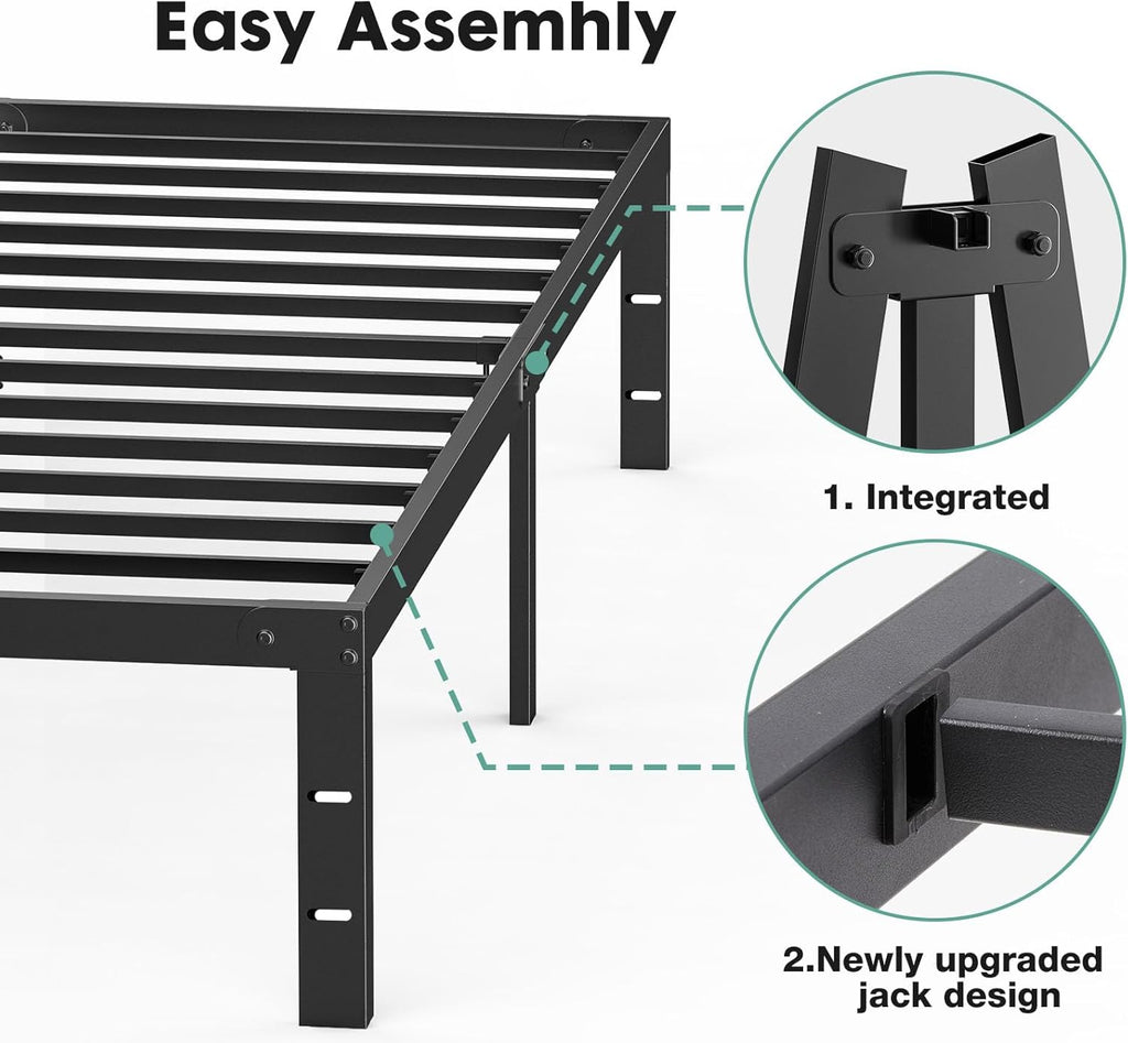 Queen Size Metal Bed Frame with Storage
