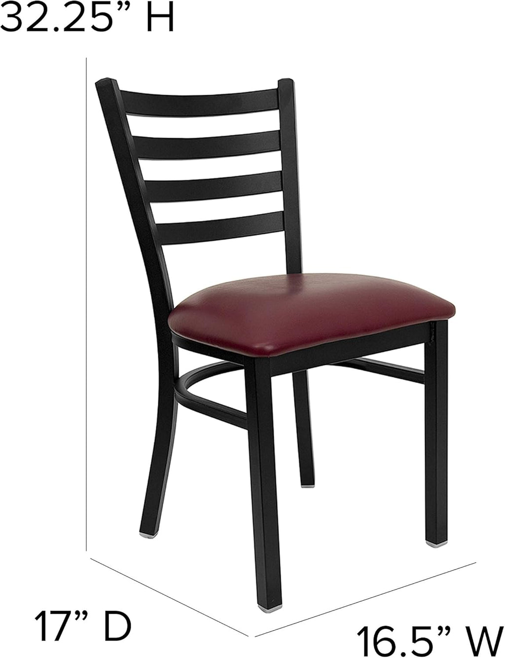 Black Metal Chair with Burgundy Vinyl Seat