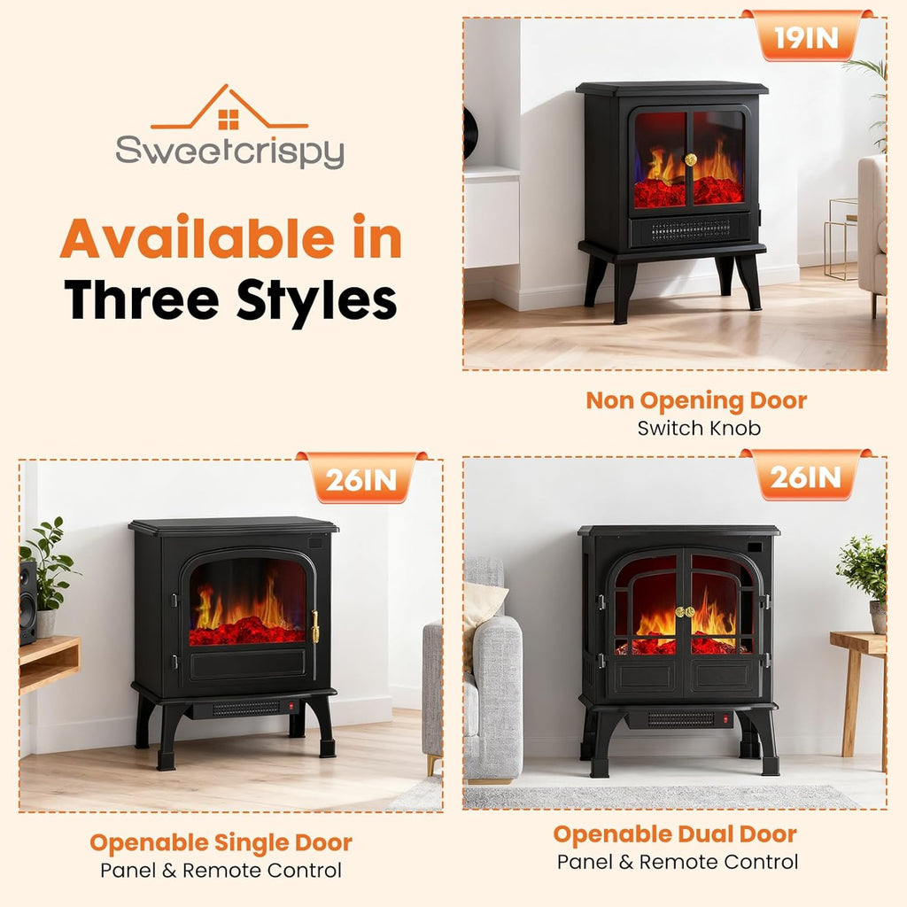 19” Freestanding Electric Fireplace Heater